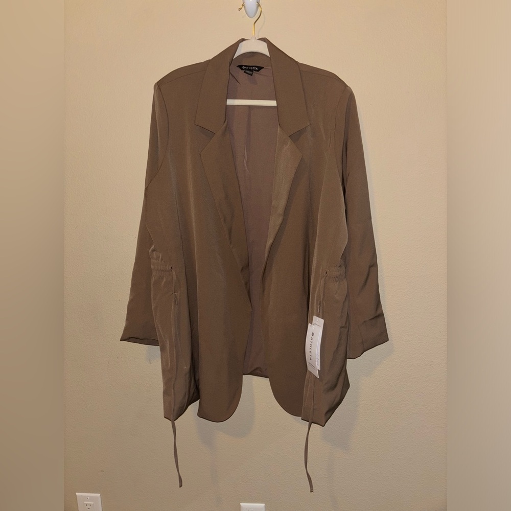Athleta Taupe Open-Front Blazer Jacket